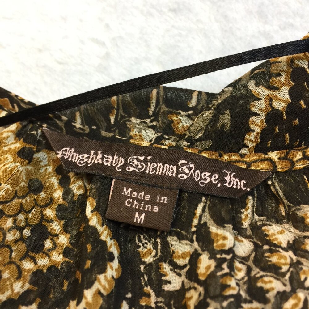 Mushka By Sienna Rose Tunic Blouse Sz M Womens Animal Print Smocked Waist Beaded - Picture 7 of 13
